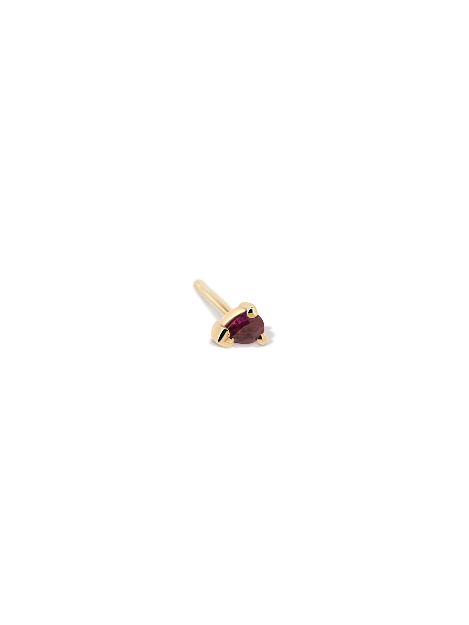Petite Pear Ruby Stud