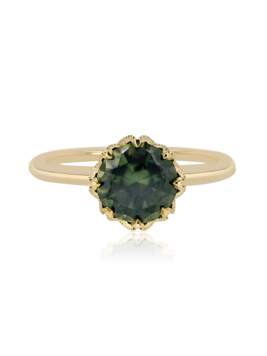 Green Sapphire Lotus Ring