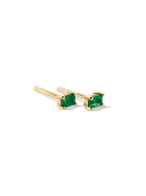 Natural Emerald Baguette Stud Earrings