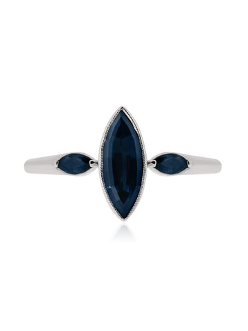 Dark Sapphire Lotus Ring