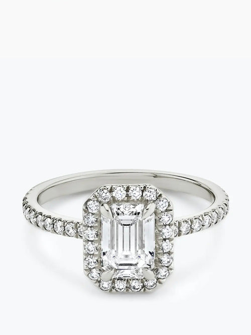 2ct G colour VVS1 clarity Emerald Cut Halo